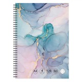 Caiet Matematică, Model Marmură, A4, Spiră, 128 File, Multicolor, Oem