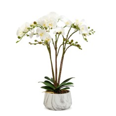 Decoratiune cu planta artificiala &ndash; Orhidee alba &ndash; 58 cm Best CarHome