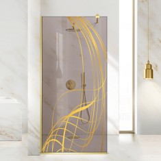 Paravan dus walk-in Aqua Roy Gold, model Lava auriu, sticla 8 mm bronz, securizata anticalcar, 70x195 cm