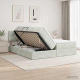 Cumpara ieftin Pat cu LED si saltea Gri deschis 180 x 200 cm Catifea