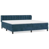 Cumpara ieftin Pat box spring cu saltea, albastru inchis, 200x200 cm, catifea