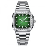 Poedagar Ceas Casual Elegant Fashion Indici Luminosi Otel Argintiu Verde