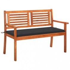 vidaXL Bancă grădină 2 locuri cu pernă, 120 cm, lemn masiv eucalipt 3060969