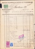 A2662N Factură La trei brazi, mare depozit de cherestea și fierărie, Mizil, 1940