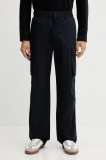 Armani Exchange pantaloni de bumbac bărbați culoare bleumarin &icirc;n stil cargo XM000943 AF11882