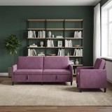 Cumpara ieftin Set de canapea cu spatiu de depozitare 2 buc. Violet Poliester
