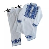 Cumpara ieftin Compleu Traditional Alb pentru Baieti cu Motiv Geometric Rosu - IMS27A