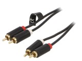 Cablu RCA 2x Mufe Aurite 5m Negru