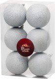Set 6 globuri gri argintii MagicHome pentru bradul de Craciun, 8 cm