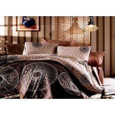 Lenjerie de pat pentru o persoana cu husa elastic pat si fata perna dreptunghiulara, Bali, bumbac ranforce, gramaj tesatura 120 g/mp, multicolor