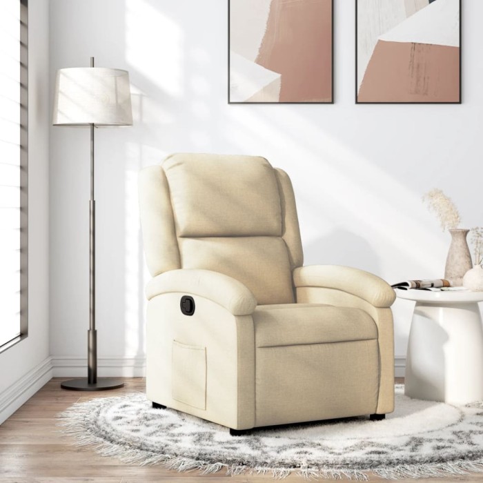 Gossi fotoliu rabatabil, crem, material textil