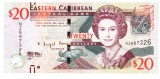 Bancnota 20 Dolari Caraibe Eastern Caribbean 2012 P-53, Seria 897326