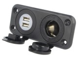 Soclu brichetă auto USB A x2, negru