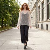 Bluzita fina, vaporoasa - handmade - mohair fin/lurex - Alb ivory - S /M