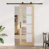 Ușa glisantă vidaXL cu set de hardware &#039;ORKDAL&#039;Lemn masiv &amp; Sticlă, Ușa interior vidaXL cu sticlă &#039;ORKDAL&#039;73.5x211x4 cm Lemn masiv din pin