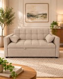 Canapea extensibila 2 locuri 140x77x90 cm Tapitata Stofa Bej Model One (cod:25085)