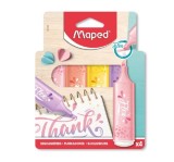 Textmarker pastel 4 culori/set (roz Portocaliu Galben mov) Pastel G Flex Fluo Peps Maped