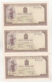 Bancnote Romania 500 Lei 1942 AUNC, 3 Bucati Consecutive - Numismatica