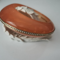 Bratara portocalie aplicata cu sirag cristale SWAROVSKI-bijuterii