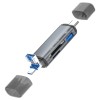 Cititor Carduri 6in1 Dactylion, USB 3.0, Type-C, OTG, SD/TF, Aliaj Aluminiu, Gri