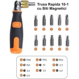 Surubelnita Multifunctionala 10 in 1 cu Clichet 2050A, Biti Magnetici, Schimbare Sens, Blocare Clichet, Design Ergonomic, 185/242mm