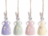 Cumpara ieftin Set 4 figurine Iepurasi ceramica multicolora 3.5x8 cm