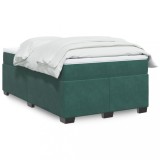 vidaXL Pat box spring cu saltea, verde &icirc;nchis, 120x190 cm, catifea 3285272