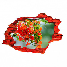 Autocolant decorativ, Gaura in perete, Arbori si flori, Multicolor, 83 cm, 593ST-2