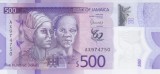 Bancnota Jamaica 500 Dolari 2022 - P98 UNC ( polimer, comemorativa - vezi descriere )
