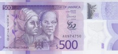 Bancnota Jamaica 500 Dolari 2022 - P98 UNC ( polimer, comemorativa - vezi descriere )