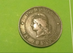 Moneda 1 Centavo 1890 Argentina foto