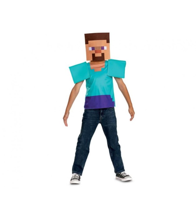 Costum carnaval Minecraft Steve Essential pentru copii, marime M (7 - 8 ani)