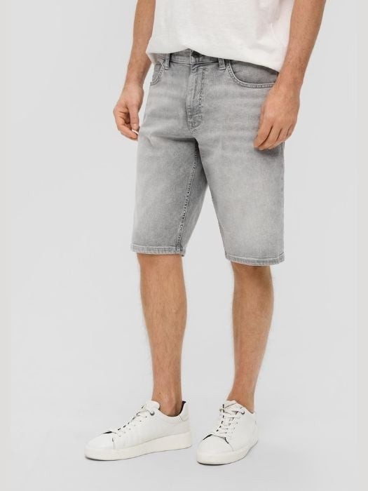 Pantaloni scurti barbati de blugi cu talia medie si croiala Regular fit, Gri, W38