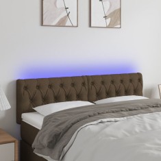 vidaXL Tăblie de pat cu LED, maro &icirc;nchis, 160x7x78/88 cm, textil 3121957
