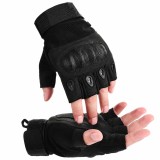 Manusi Tactice Fara Degete, Microfibra/Piele Eco, marime L, Negru