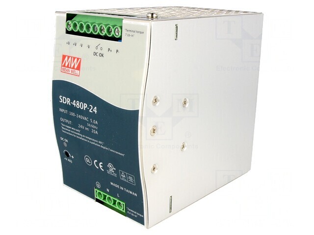 Alimentator Pulsatoriu 480W 24V 20A pentru Șină DIN