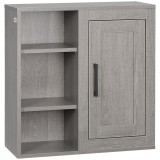 Kleankin Dulap baie cu montare pe perete, cu 3 rafturi deschise, gri | Aosom Romania