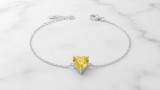 Cumpara ieftin Bratara din Argint 925 Yellow Heart Crystal, 17 cm + 3 cm