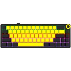 Wireless mechanical gaming keyboard Pro, 2.4 GHz, BT, RGB Backlight, 16 modes, 66 keys, 50M presses,, multimedia knob, built-in 3750 mAh battery, Hot