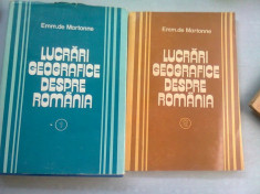 LUCRARI GEOGRAFICE DESPRE ROMANIA - EMM. DE MARTONNE 2 VOLUME foto