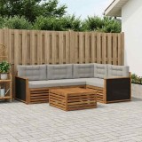 vidaXL Set de canapele de exterior 5 pcs Natural și gri deschis 3383314