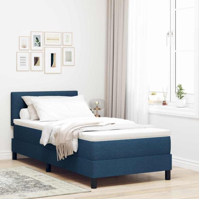 vidaXL Pat boxspring cu saltea Albastru &icirc;nchis 80 x 200 cm țesătură 3338649