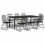 Cumpara ieftin Set cu masa pentru gradina, 9 piese, negru, ratan PVC
