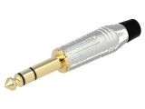 Conector Jack 6,3mm mufă tată stereo 3 piste drept pe cablu
