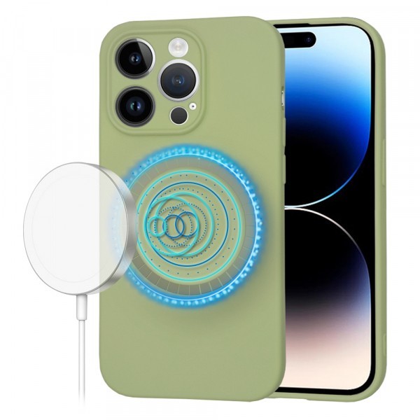 Husa MagSafe pentru Apple iPhone 14 Pro, Techsuit, SoftFlex, Verde Deschis