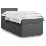 VidaXL Pat box spring cu saltea, gri &icirc;nchis, 100x200 cm, textil