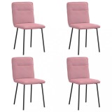 Cumpara ieftin Scaune de bucatarie, 4 buc., roz, catifea