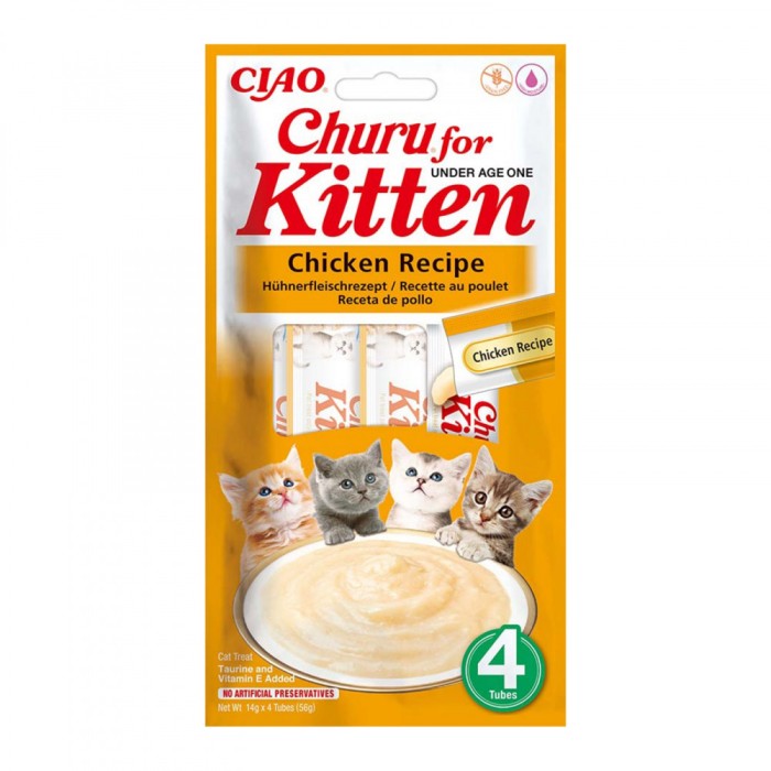 Churu, Recompense Cremoase pentru pisoi, Kitten cu Pui, 4x14g