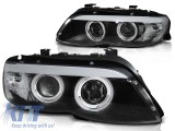 Set de faruri de tuning cu ochi de &icirc;nger halogen si banda LED, potrivit pentru BMW X5 E53 11.2003-2006, stanga si dreapta Performance AutoTuning