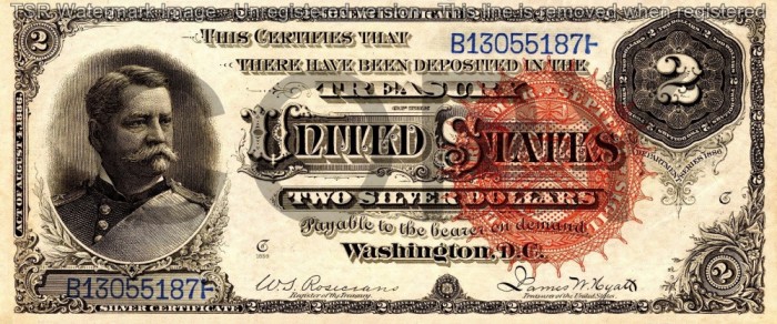 2 dolari 1886 Reproducere Bancnota USD